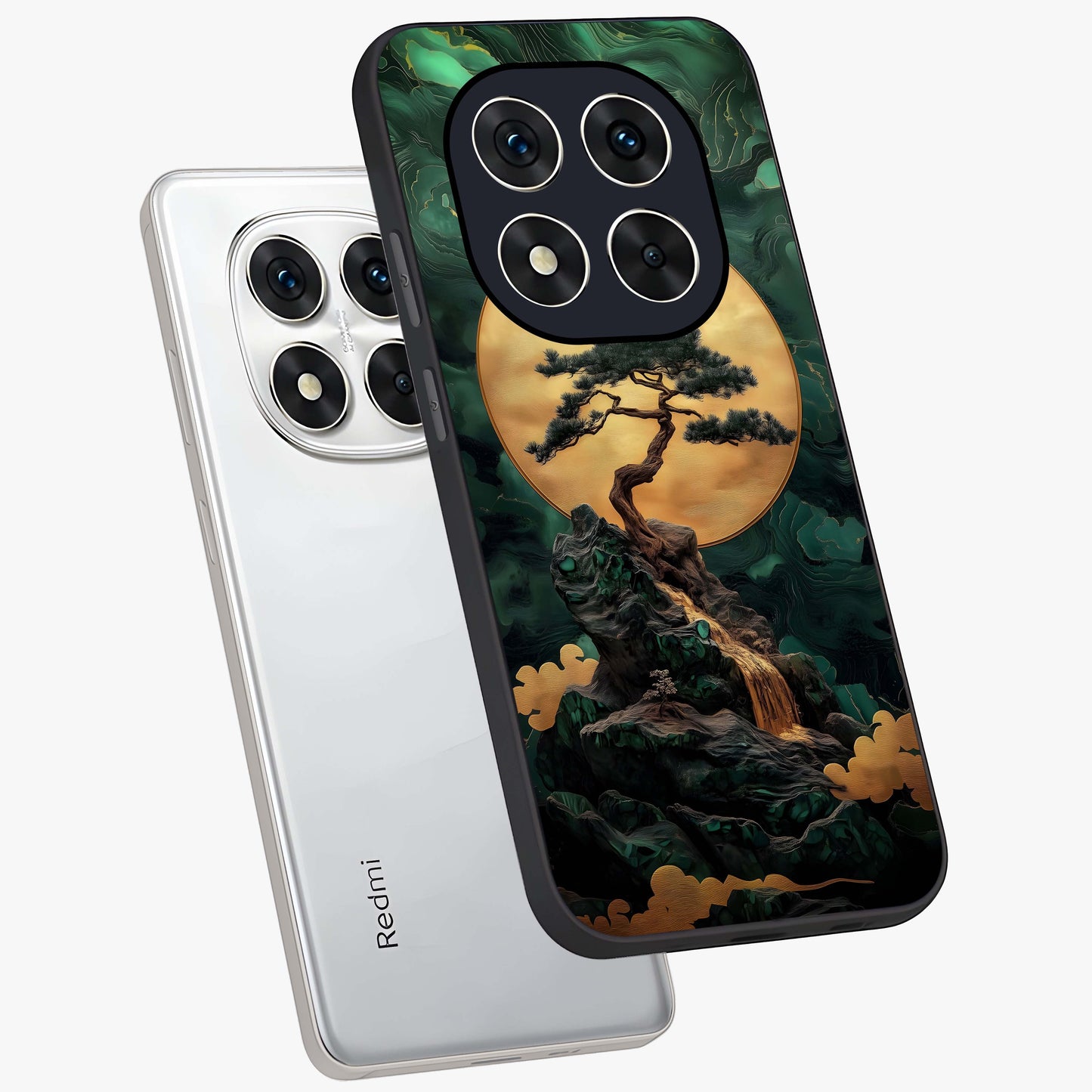 Zen Moon Rise Glass Case displayed in angled mockup highlighting peaceful lunar design with zen aesthetic style.