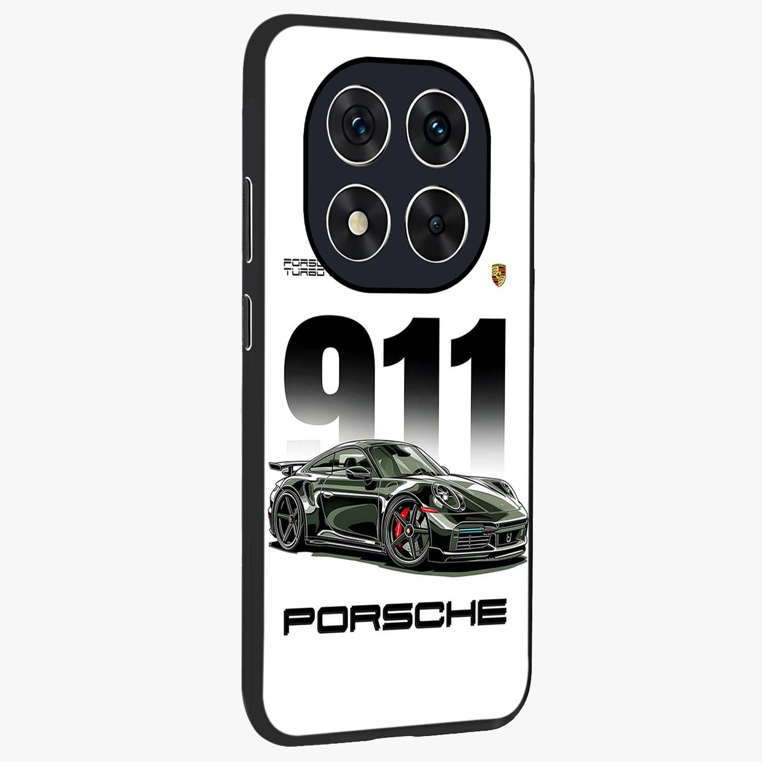 911 Turbo Dominance Glass Case upright perspective showcasing powerful racing design and modern automotive aesthetic.