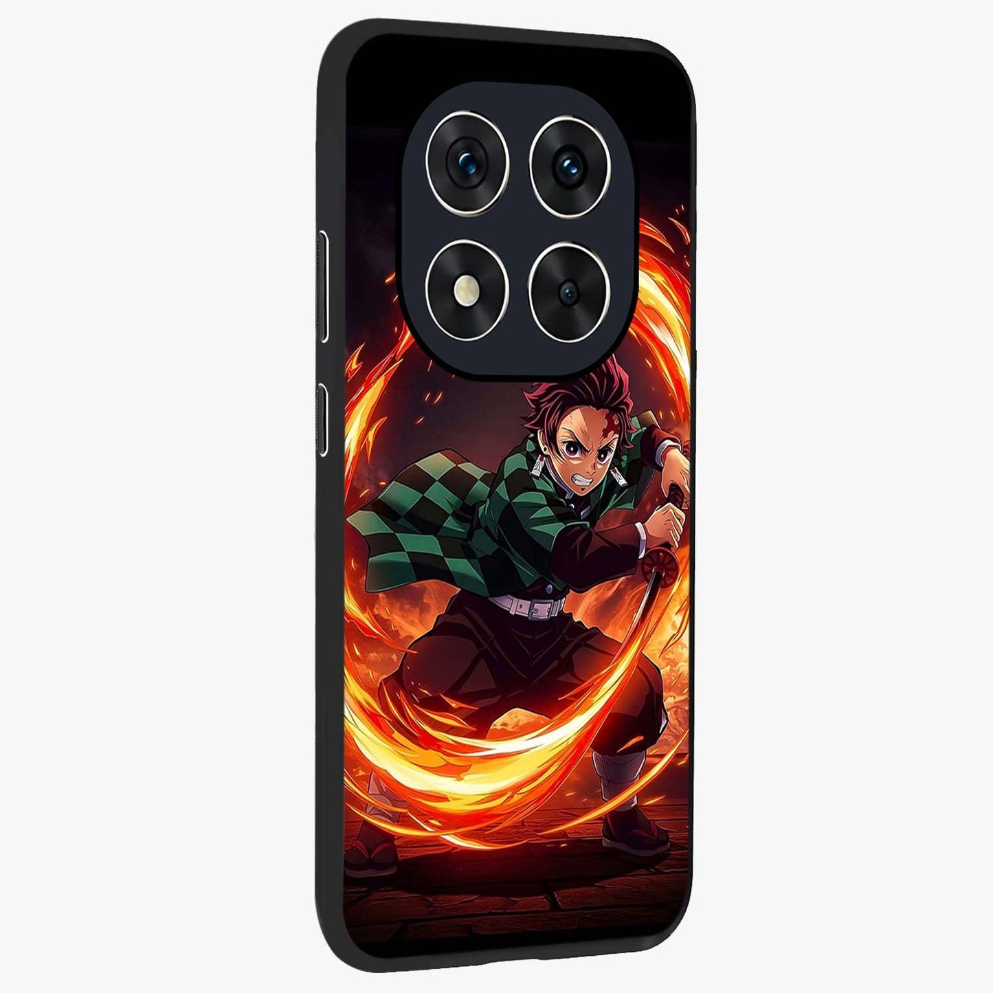 Blazing Sword Resolve Glass Case upright view showcasing dramatic warrior inspired artwork with intense visual style.