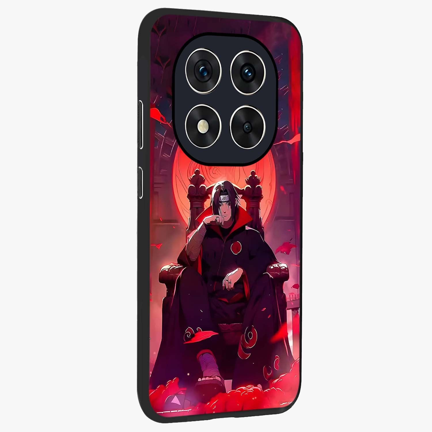 Blood Moon Sovereign Glass Case upright view showcasing powerful moon inspired artwork with cosmic aesthetic style.