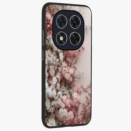 Blush Blossom Cloud Glass Case upright view showcasing calm floral cloud artwork with gentle dreamy theme.