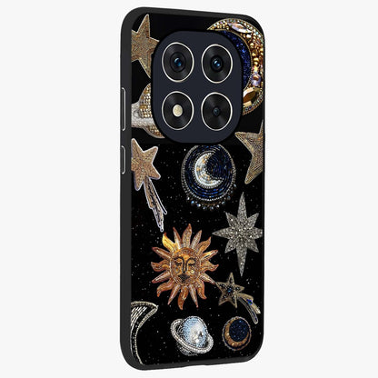 Celestial Gem Constellations Glass Case upright view showcasing cosmic constellation artwork with celestial aesthetic style.