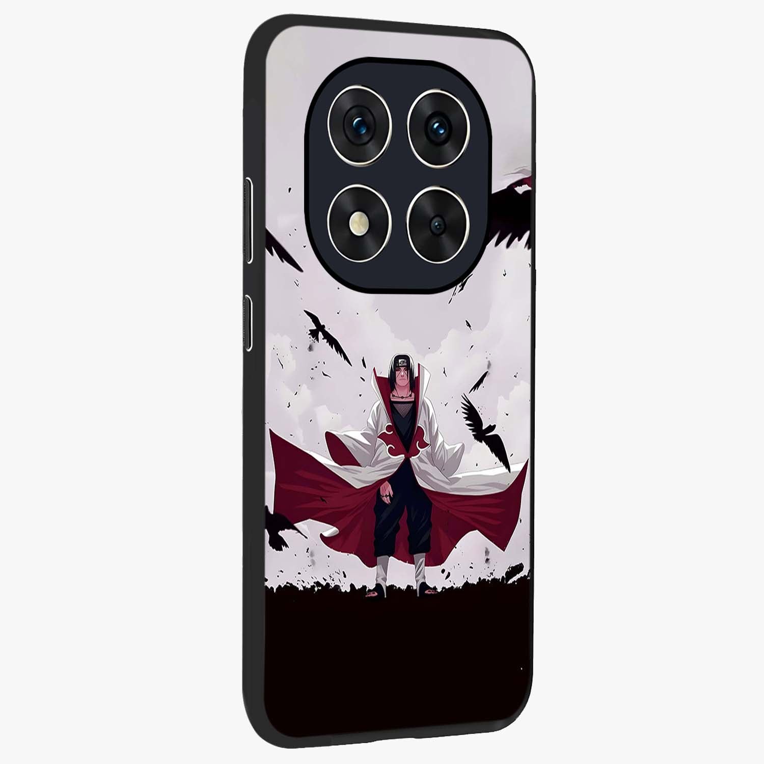 Crimson Crow Ascension Glass Case upright view showcasing dramatic crow artwork with bold gothic theme.