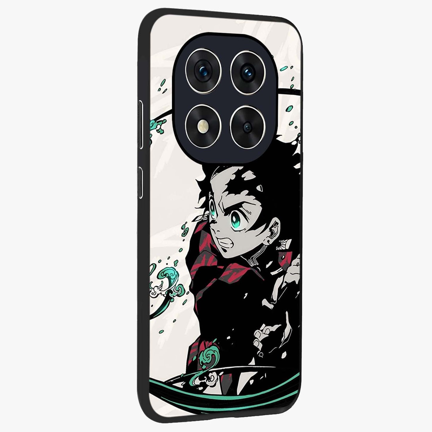Demon Slayer Glass Case upright view showcasing powerful anime artwork with intense warrior theme.