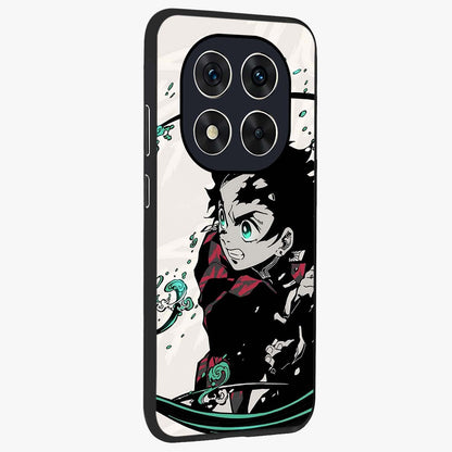 Demon Slayer Glass Case upright view showcasing powerful anime artwork with intense warrior theme.