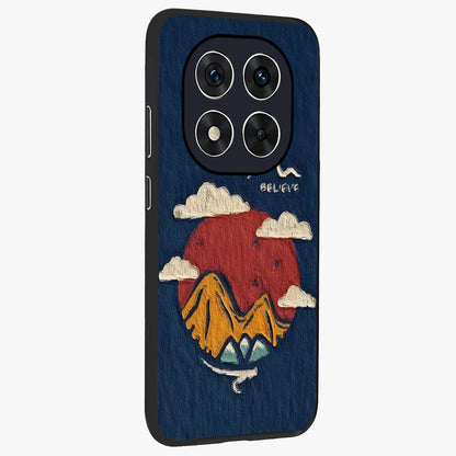 Dream Beyond Mountains Glass Case upright view showcasing beautiful mountain scenery with inspirational nature theme.