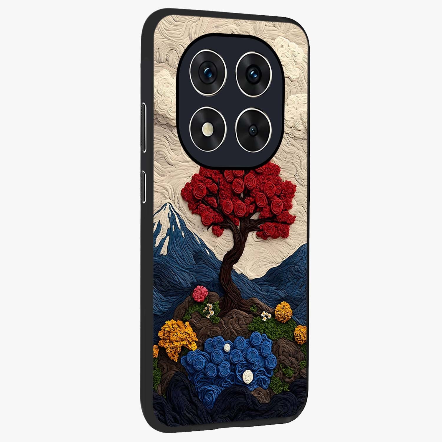 Eternal Nature Tapestry Glass Case upright view showcasing elegant nature tapestry design with decorative style.
