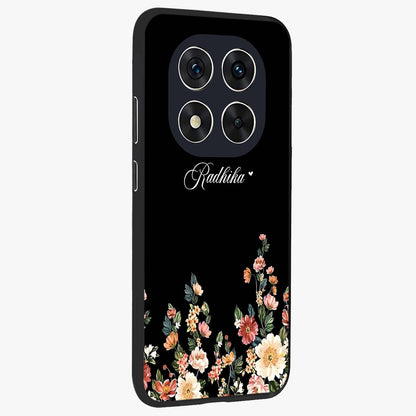 Floral Design With a Custom Personalized Name Glass Case upright view showcasing delicate floral artwork with personalized aesthetic style.