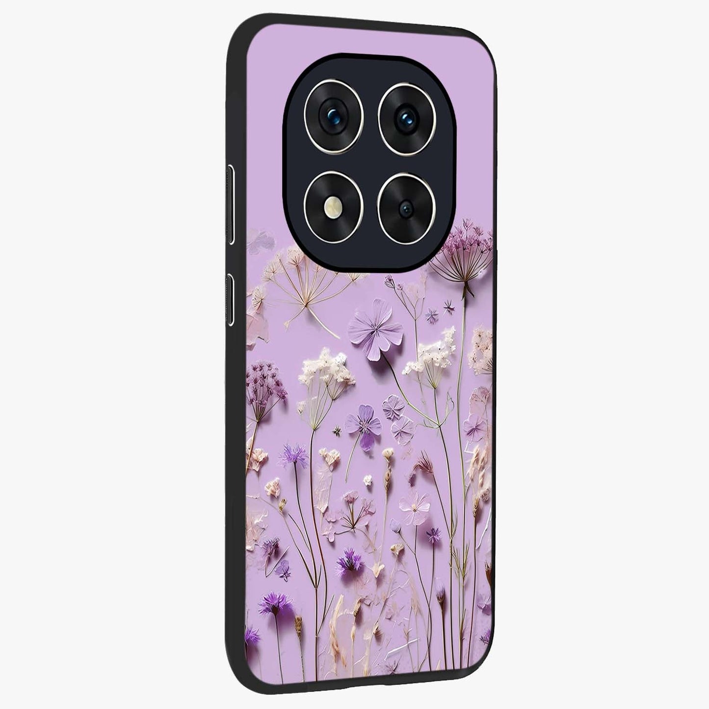 Lavender Blossom Dream Glass Case upright view showcasing delicate lavender blossom artwork with peaceful floral theme.