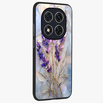 Lavender Dream Glow Glass Case upright view showcasing radiant lavender glow artwork with calming dreamy theme.