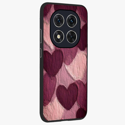 Layered Paper Hearts Glass Case upright view showcasing decorative layered heart artwork with sweet love theme.