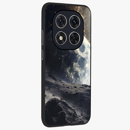 Lunar Horizon Glow Glass Case upright view showcasing radiant lunar artwork with calm cosmic theme.