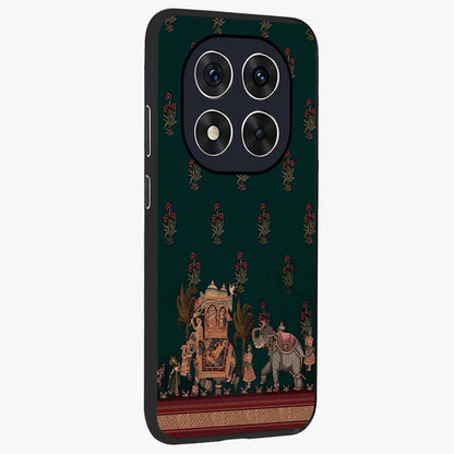 Macmerise Glass Case upright view showcasing bold artistic artwork with contemporary design theme.