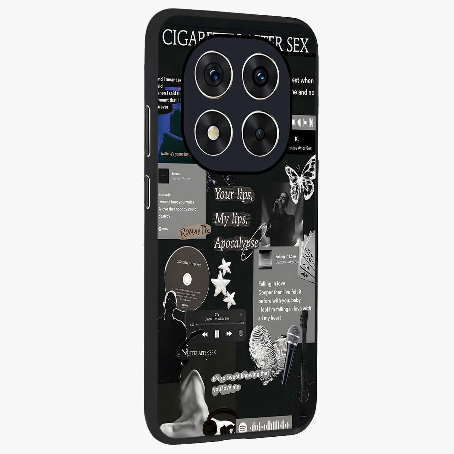 Midnight Love Echo Glass Case upright view showcasing expressive romantic artwork with dreamy midnight theme.