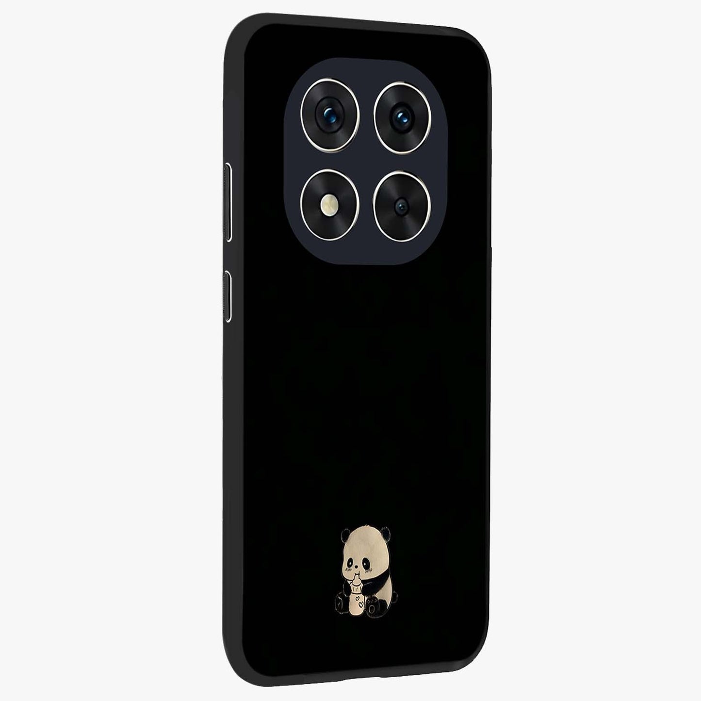 Midnight Panda Love Glass Case upright view showcasing charming panda artwork with playful romantic theme.