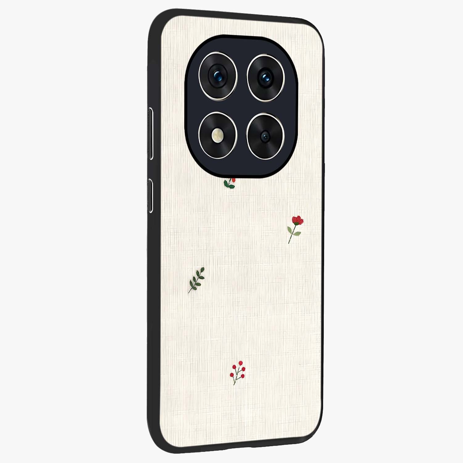 Minimalistic Blue With White Flower Pattern Glass Case upright view showcasing clean white flower artwork with calming blue theme.