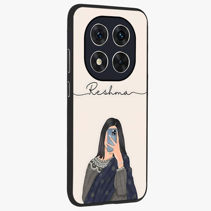 Mirror Mood Muse With Custom Name Glass Case upright view showcasing artistic mirror themed artwork with personalized aesthetic.