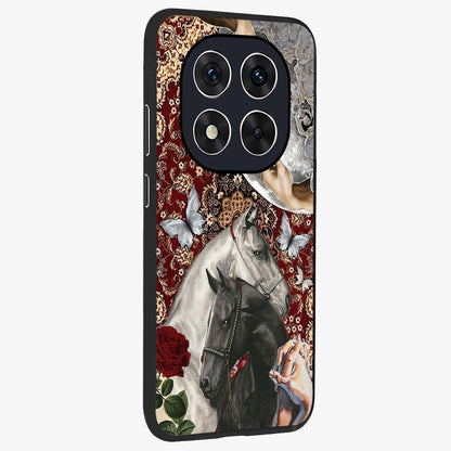 Moonlit Royal Stallion Glass Case upright view showcasing dramatic horse artwork with glowing moon themed design.