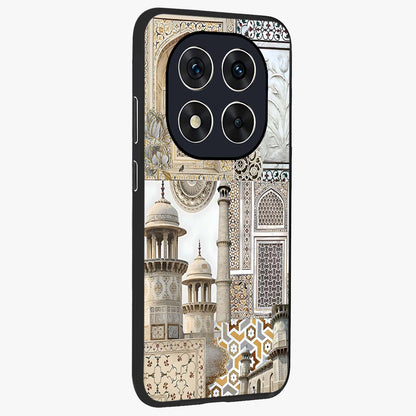 Mughal Marble Legacy Glass Case upright view showcasing ornate Mughal design with luxurious traditional theme.