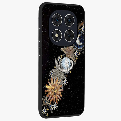 Pearls Universe Object Glass Case upright view showcasing decorative pearl themed artwork with cosmic elegance.
