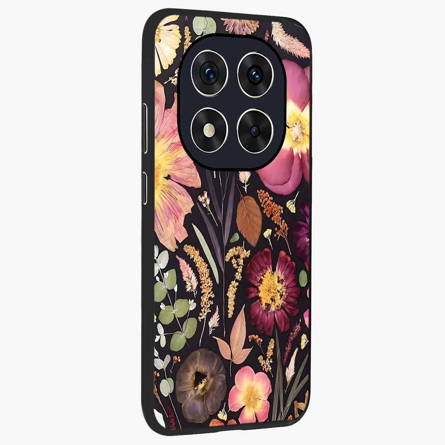 Petal Dream Tapestry Glass Case upright view showcasing detailed floral tapestry artwork with artistic nature theme.