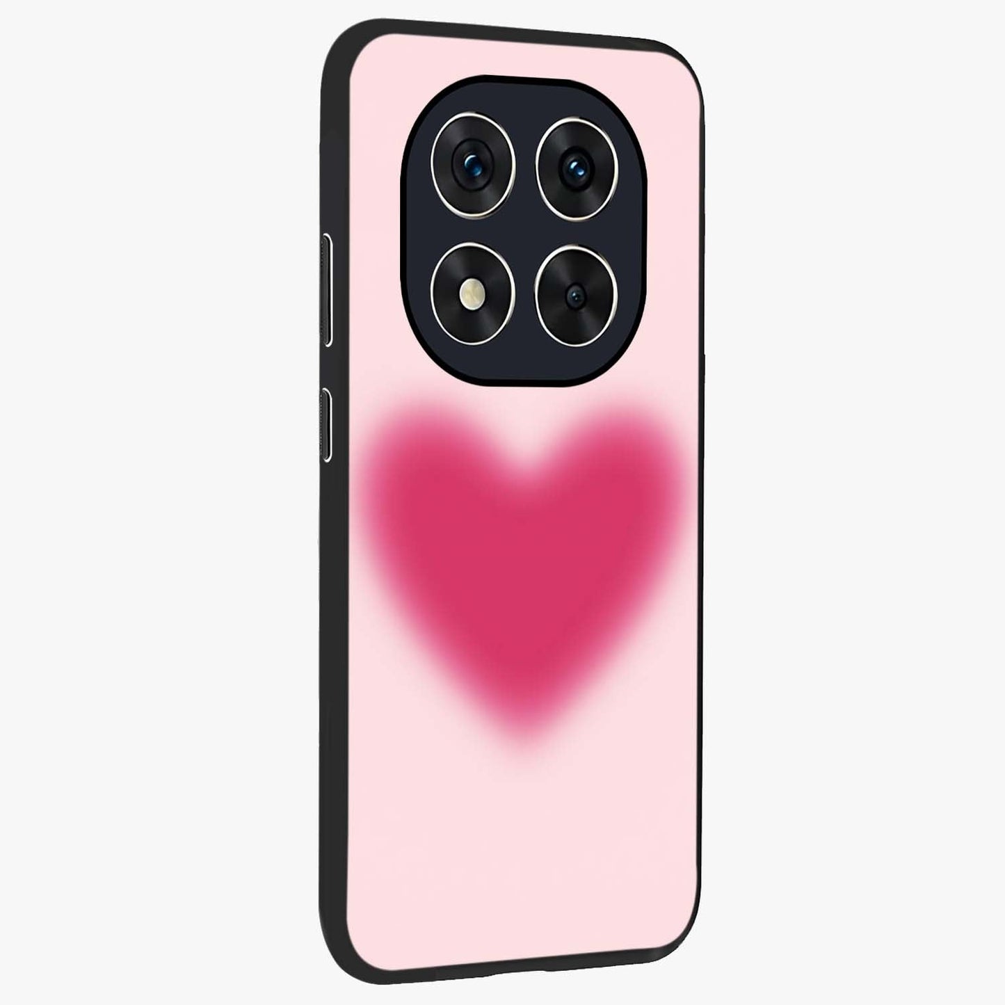Pink Aura Heart Glass Case upright view showcasing romantic heart artwork with soft pastel theme.