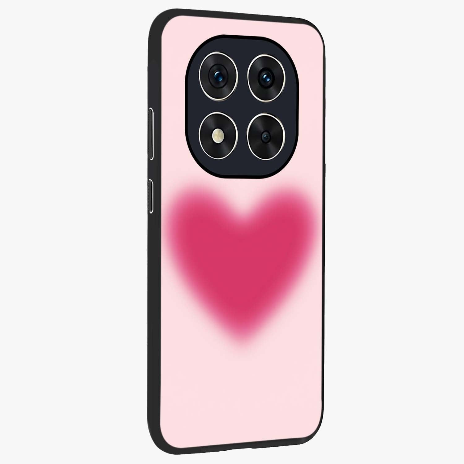 Pink Aura Heart Glass Case upright view showcasing romantic heart artwork with soft pastel theme.