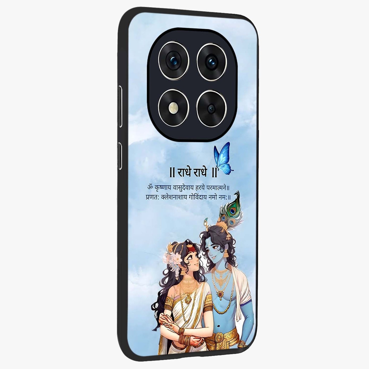 Radha Krishna Eternal Glass Case upright view showcasing sacred Radha Krishna artwork with eternal devotional theme.