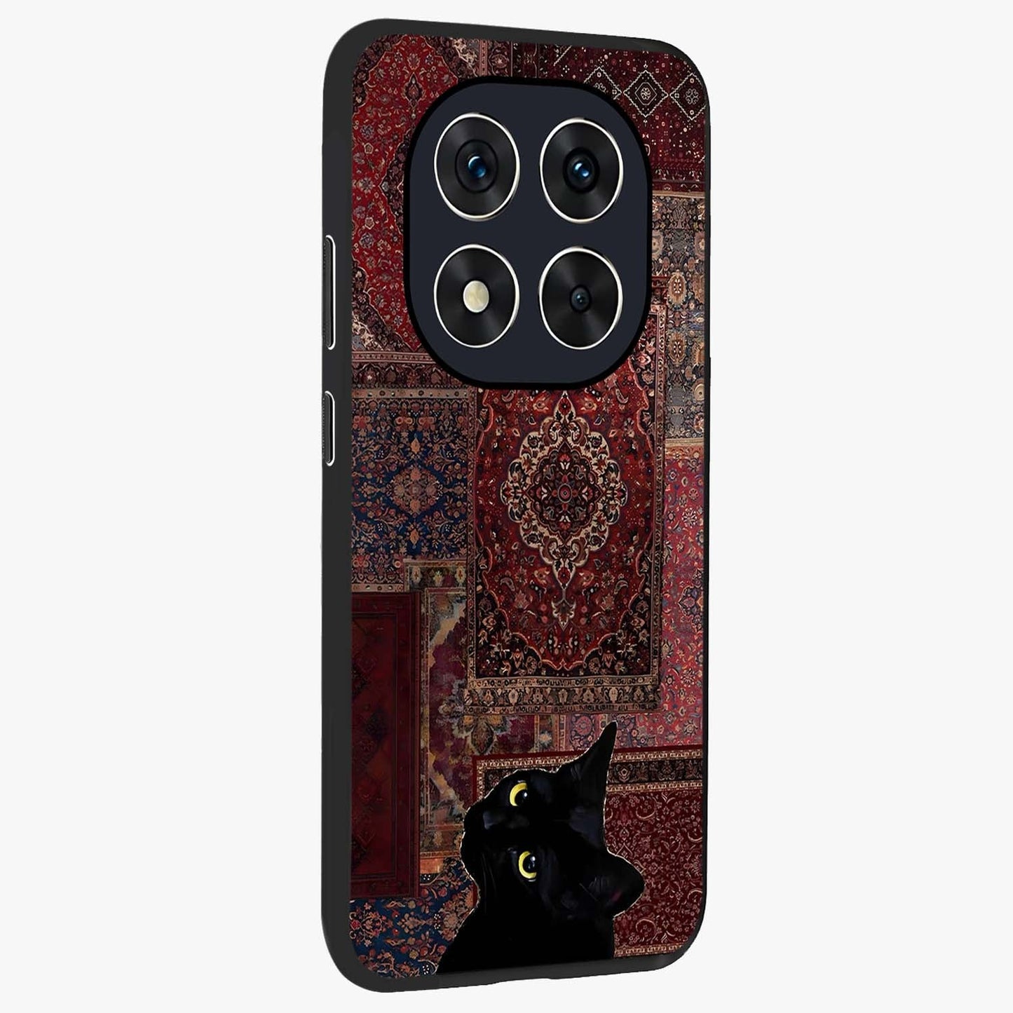 Regal Magic Cat Apple Glass Case upright view showcasing charming cat artwork with playful magical theme.