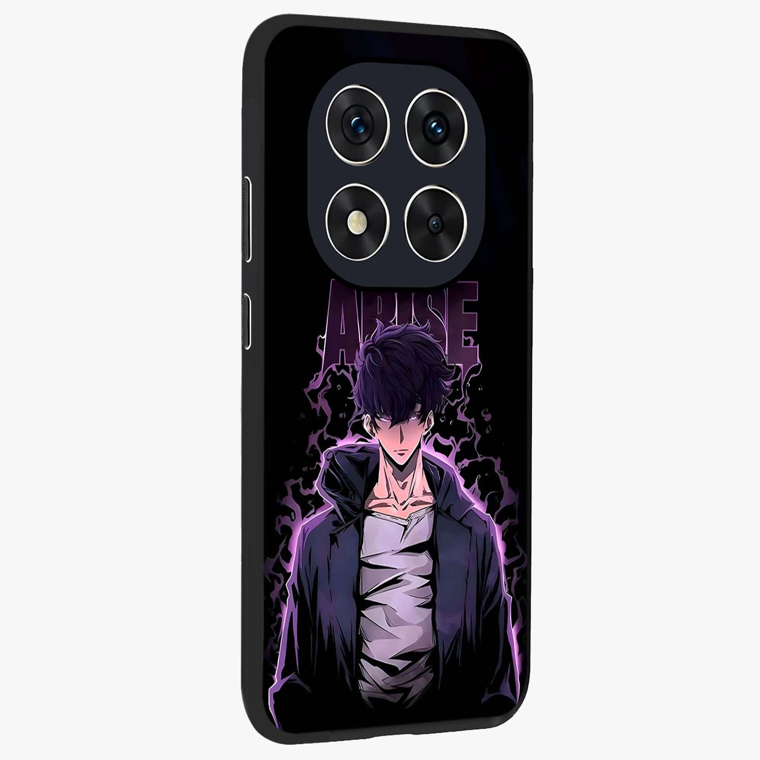 Shadow Monarch Awakening Glass Case upright view showcasing bold monarch artwork with mystical awakening theme.
