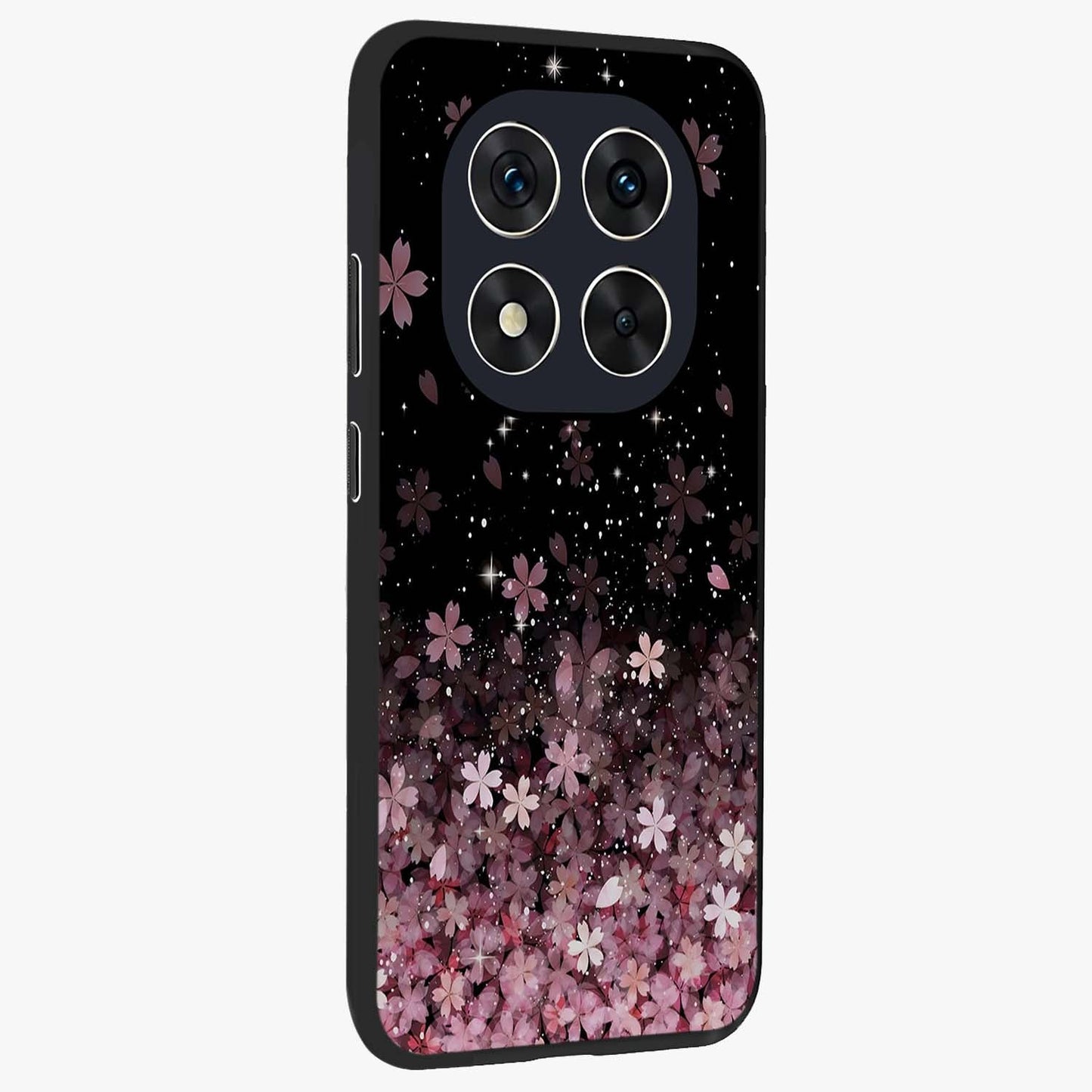 Small Starry Flowers Glass Case upright view showcasing charming floral artwork with dreamy starry theme.