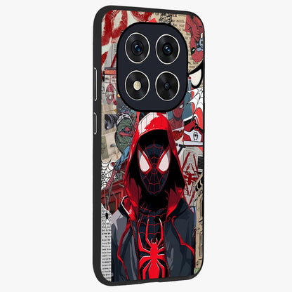Spider Collage Street Glass Case upright view showcasing bold superhero artwork with urban street theme.