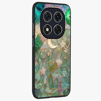 Stained Sunrise Glow Glass Case upright view showcasing colorful sunrise artwork with warm morning theme.