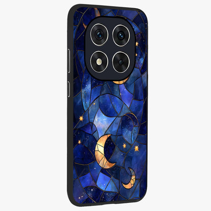 Starlit Sky Tapestry Glass Case upright view showcasing elegant starry sky artwork with cosmic decorative theme.