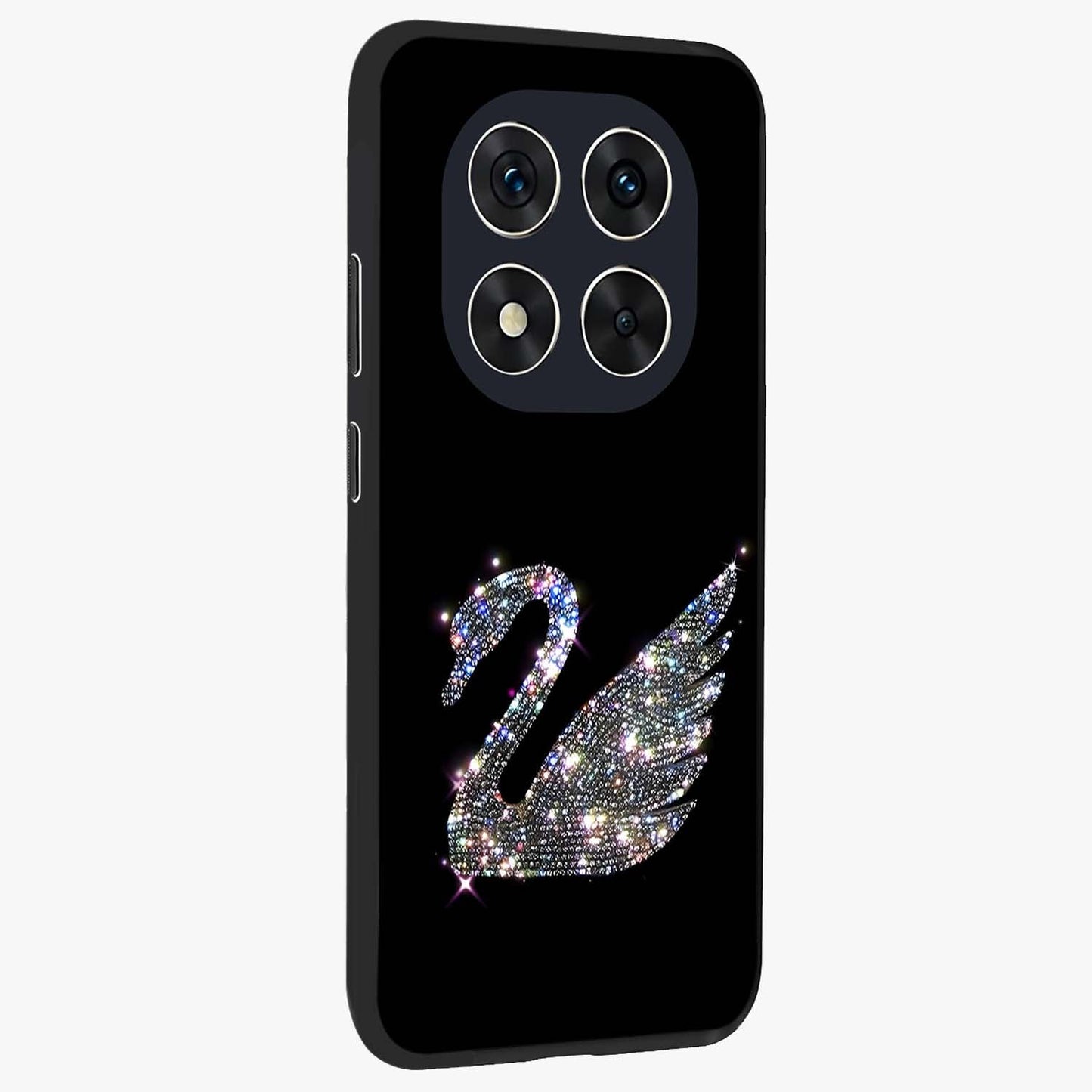 Starlit Swan Grace Glass Case upright view showcasing beautiful swan artwork with peaceful night themed design.