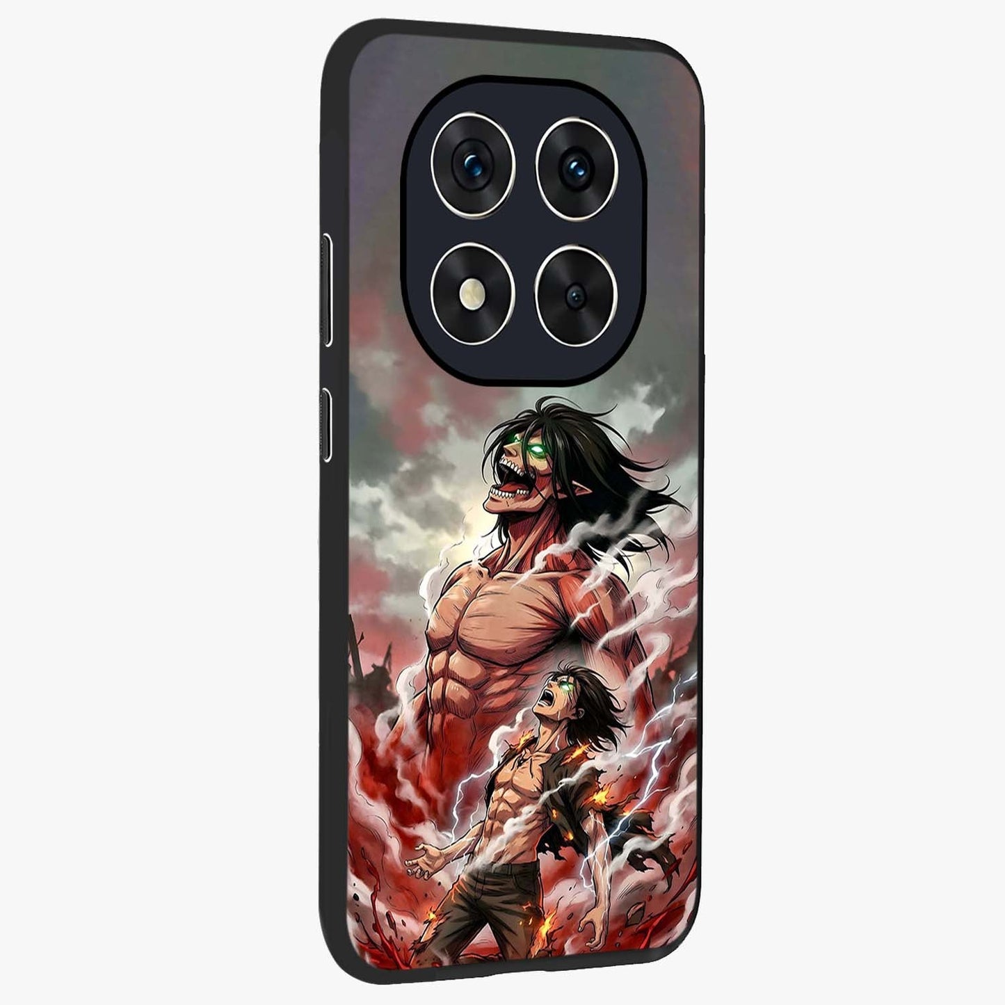 Titan Awakening Fury Glass Case upright view showcasing intense titan artwork with epic fantasy theme.
