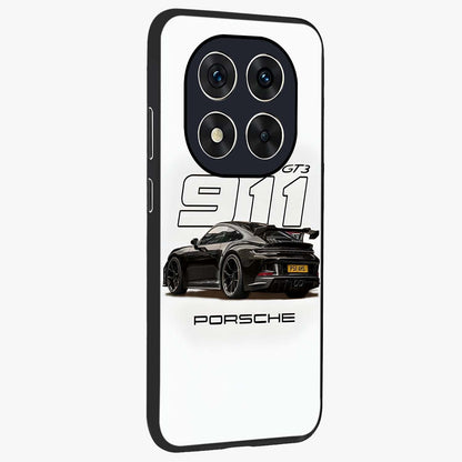 Turbo Legacy Icon Glass Case upright view showcasing bold racing inspired artwork with classic car theme.