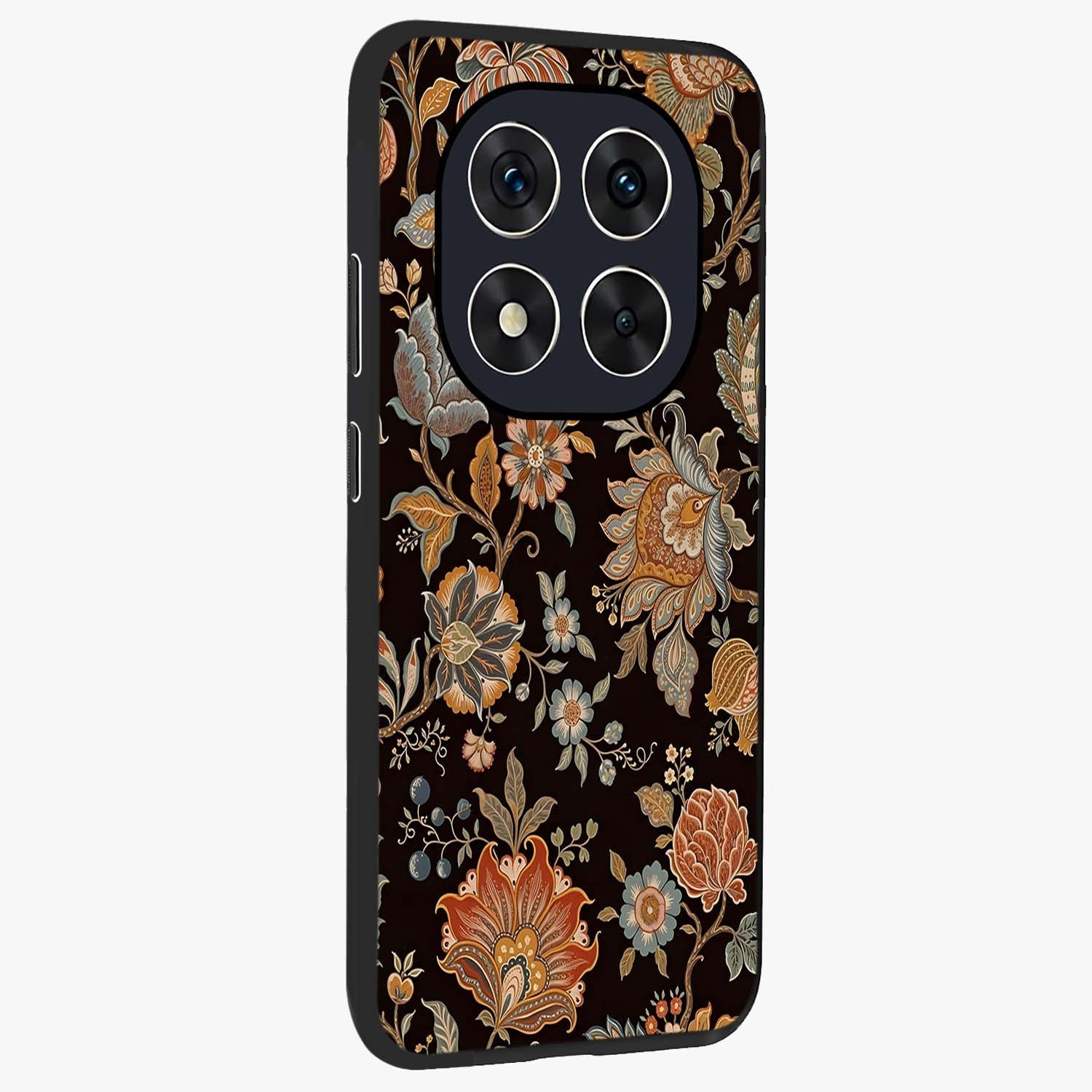 Vintage Floral Dream Glass Case upright view showcasing delicate floral artwork with timeless vintage theme.
