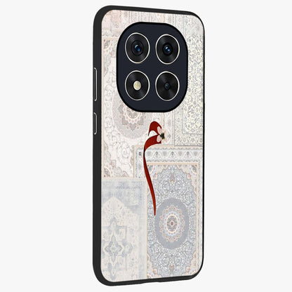White Aesthetic Bow Glass Case upright view showcasing delicate ribbon bow artwork with cute minimalist theme.