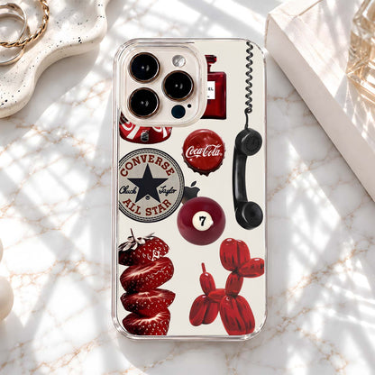 Retro Red Collage Clear Silicon Cover