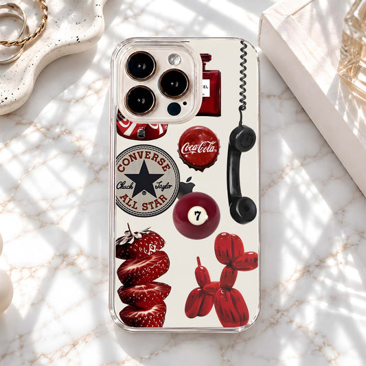 Retro Red Collage Clear Silicon Cover