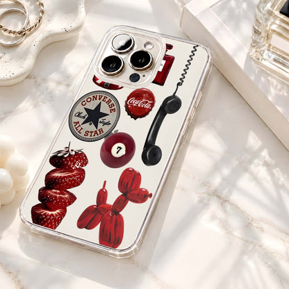Retro Red Collage Clear Silicon Cover