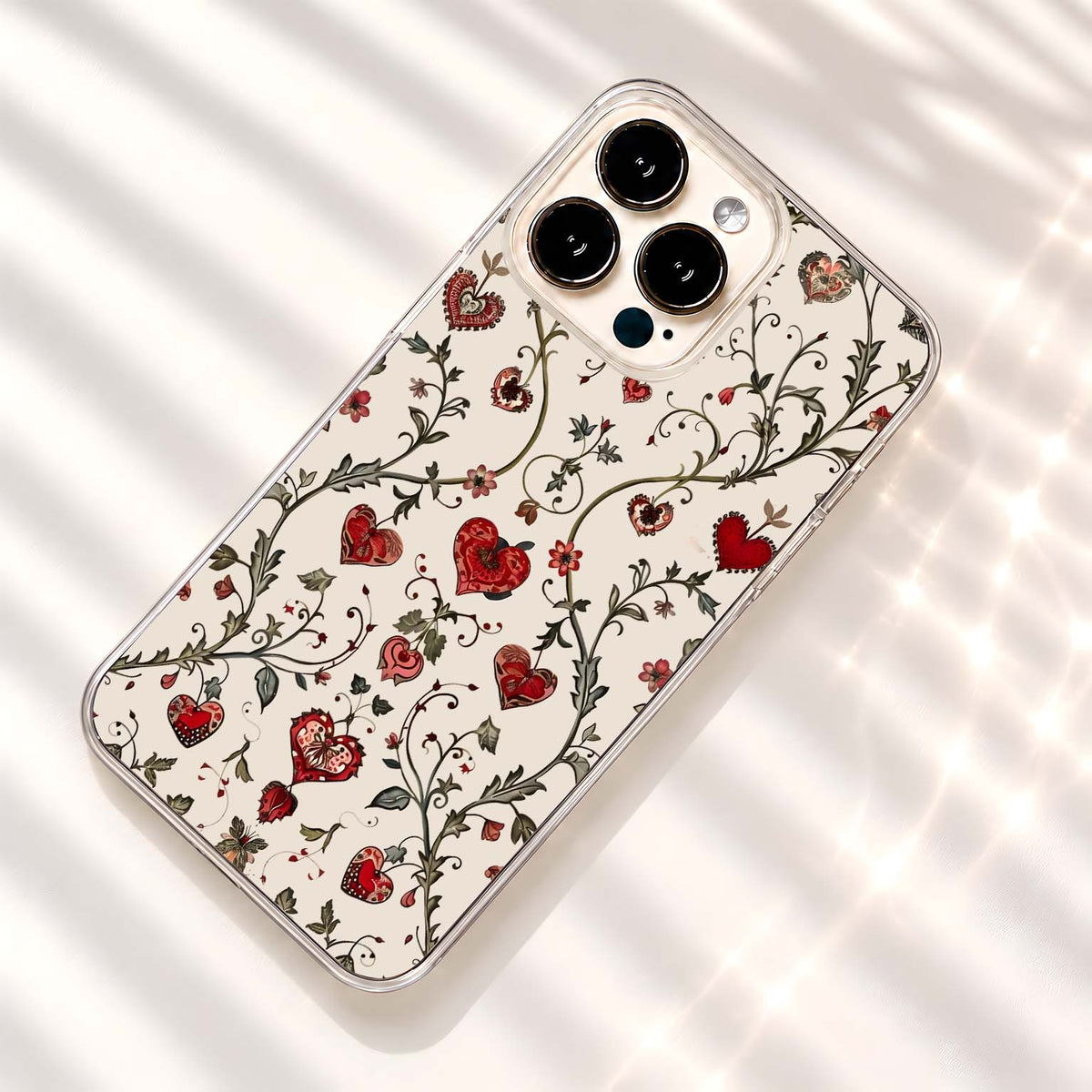 Romantic Heart Vines Clear Silicon Cover