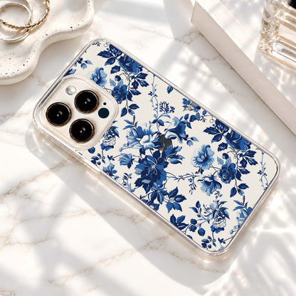 Royal Blue Florals Clear Silicon Cover