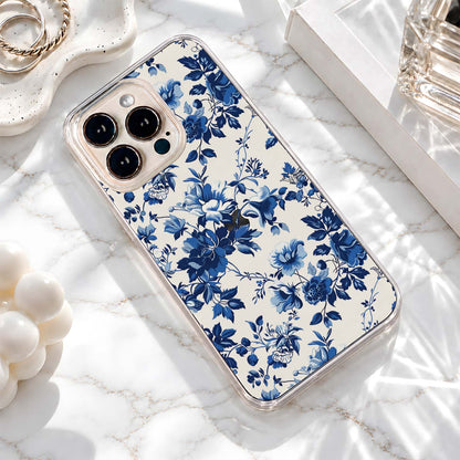 Royal Blue Florals Clear Silicon Cover