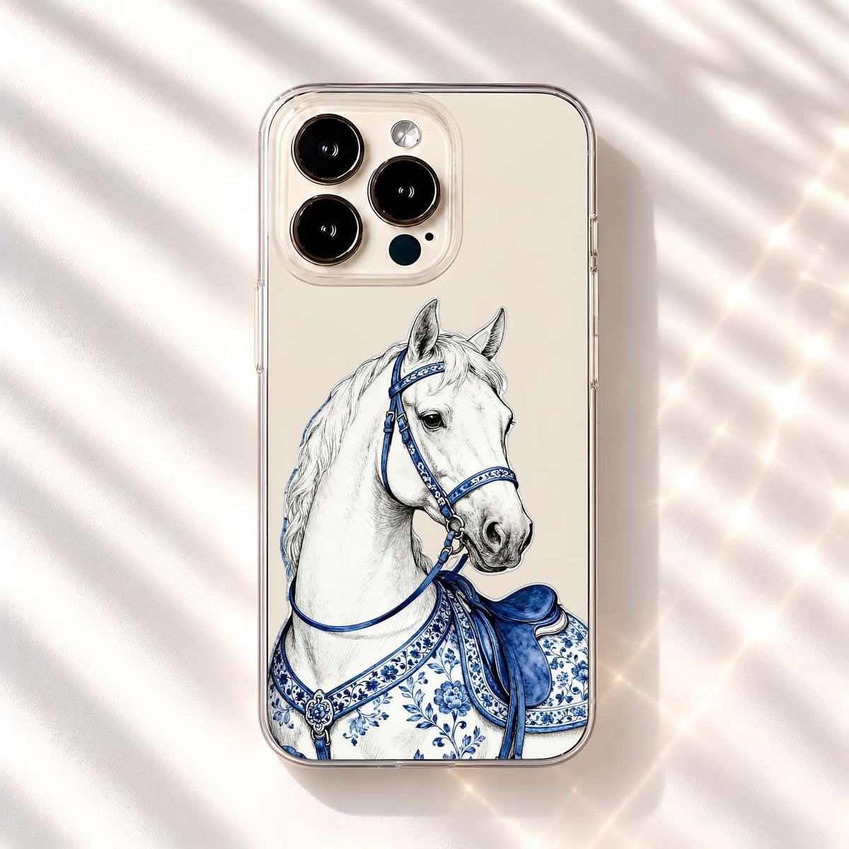 Royal Blue Horse Clear Silicon Cover