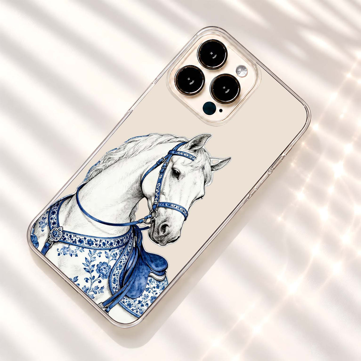 Royal Blue Horse Clear Silicon Cover