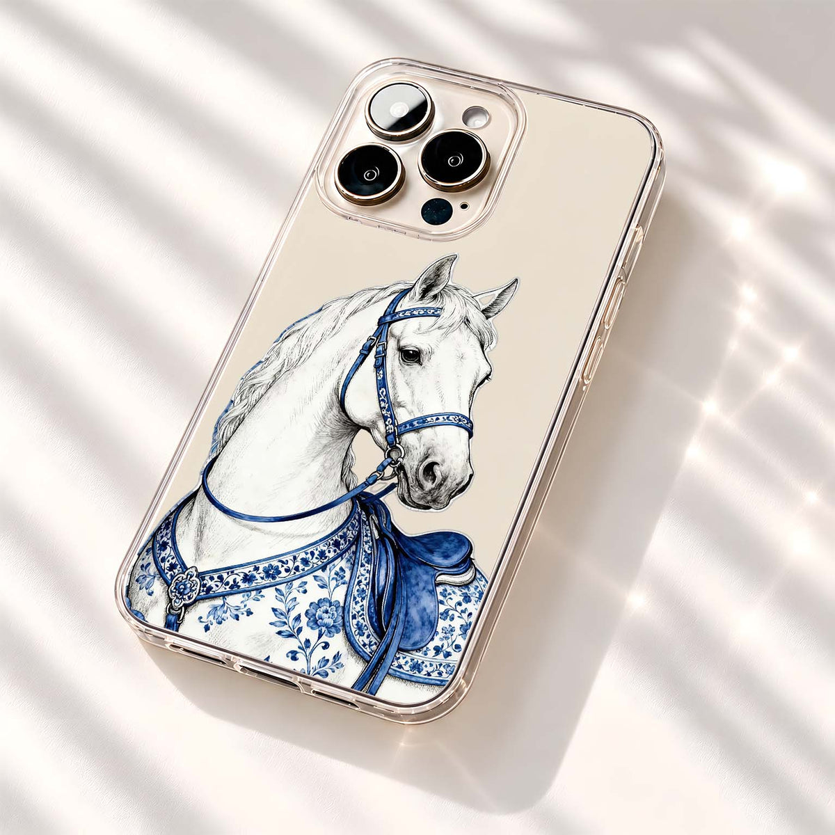 Royal Blue Horse Clear Silicon Cover