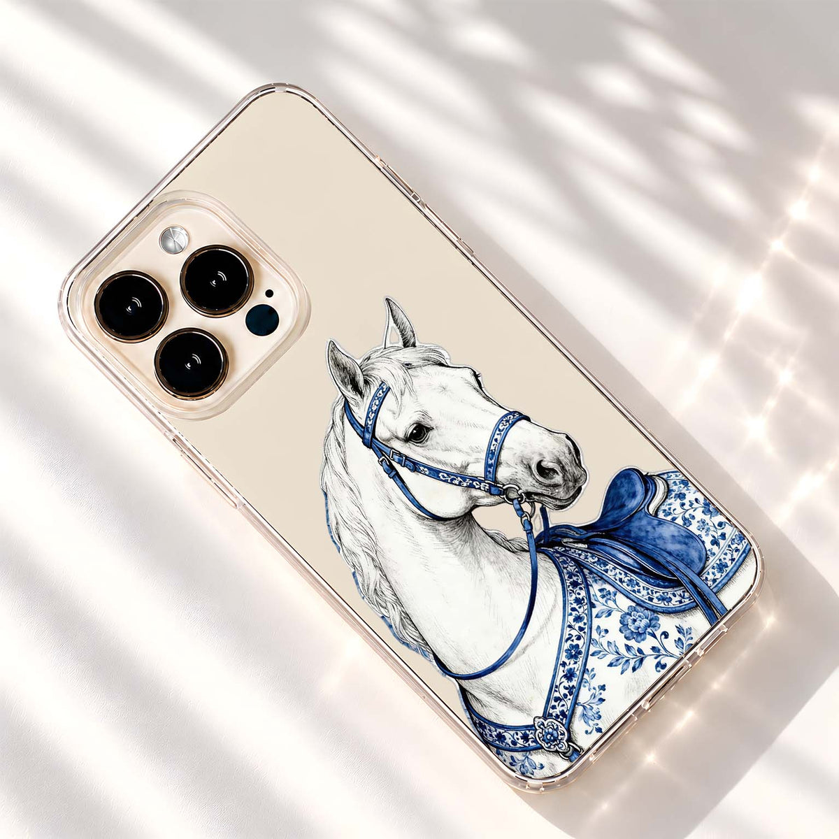 Royal Blue Horse Clear Silicon Cover