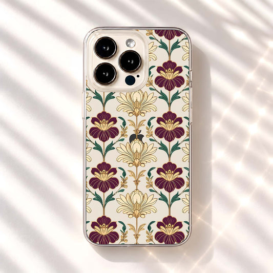 Royal Burgundy Blooms Clear Silicon Cover